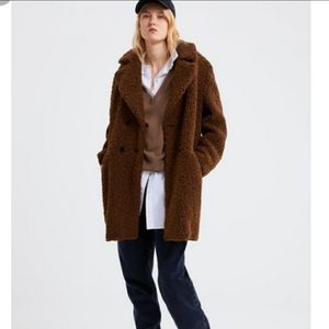 NWOT Zara Oversized Brown Teddy Jacket